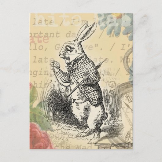 White Rabbit Alice in Wonderland Art Briefkaart (Voorkant)