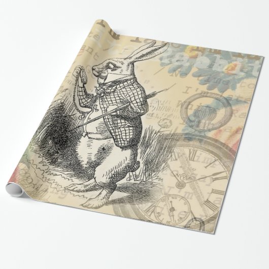 White Rabbit Alice in Wonderland Art Cadeaupapier (Uitgerold)