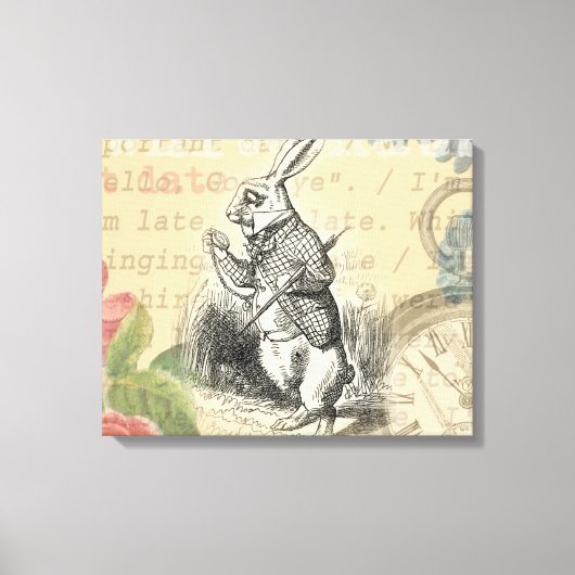 White Rabbit Alice in Wonderland Art Canvas Afdruk (Voorkant)