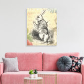 White Rabbit Alice in Wonderland Art Canvas Afdruk (Insitu (Woonkamer))