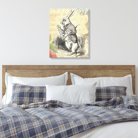 White Rabbit Alice in Wonderland Art Canvas Afdruk (Insitu (Slaapkamer))