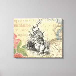 White Rabbit Alice in Wonderland Art Canvas Afdruk