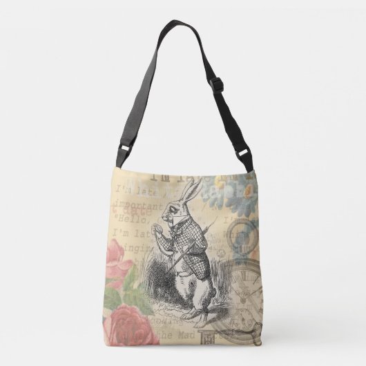 White Rabbit Alice in Wonderland Art Crossbody Tas (Achterkant)