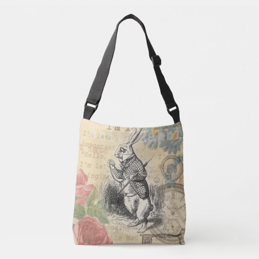 White Rabbit Alice in Wonderland Art Crossbody Tas (Voorkant)