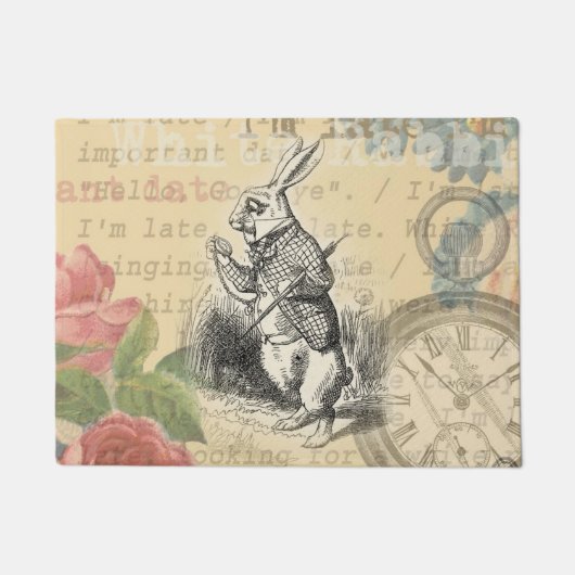 White Rabbit Alice in Wonderland Art Deurmat (Voorkant)