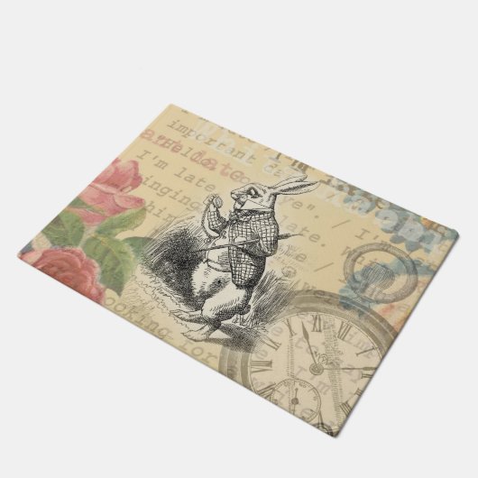 White Rabbit Alice in Wonderland Art Deurmat (Schuin)