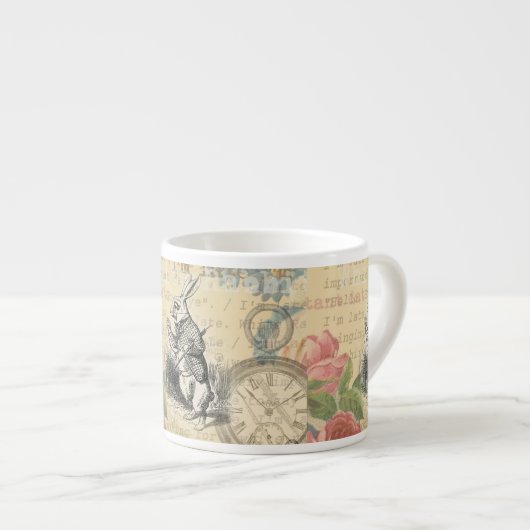 White Rabbit Alice in Wonderland Art Espresso Kop (Voorkant rechts)