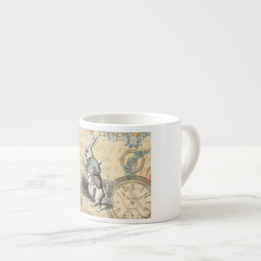 White Rabbit Alice in Wonderland Art Espresso Kop (Voorkant rechts)