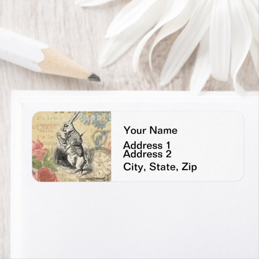 White Rabbit Alice in Wonderland Art Etiket (Insitu)
