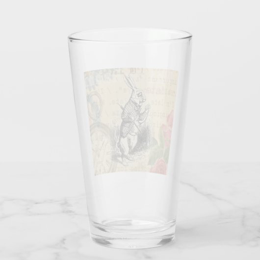 White Rabbit Alice in Wonderland Art Glas (Achterkant)