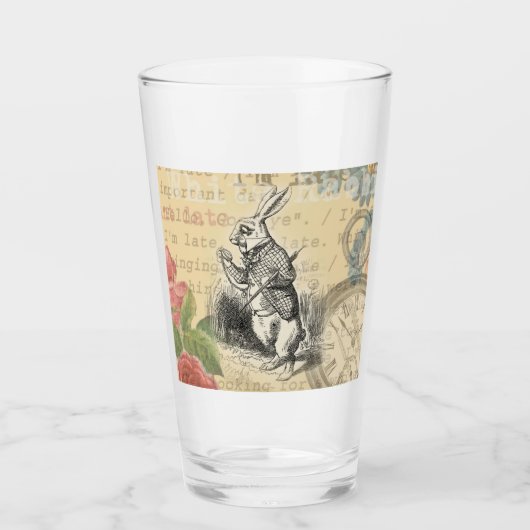 White Rabbit Alice in Wonderland Art Glas (Voorkant)