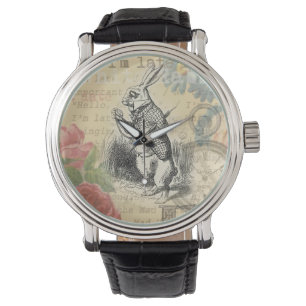 White Rabbit Alice in Wonderland Art Horloge