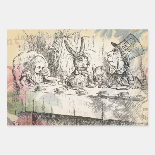 White Rabbit Alice in Wonderland Art Inpakpapier Vel (Voorkant 3)