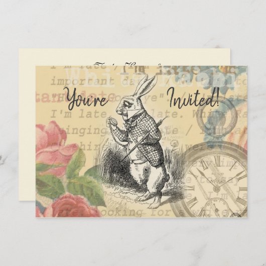 White Rabbit Alice in Wonderland Art Kaart (Voorkant / Achterkant)