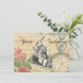 White Rabbit Alice in Wonderland Art Kaart (Staand voorkant)
