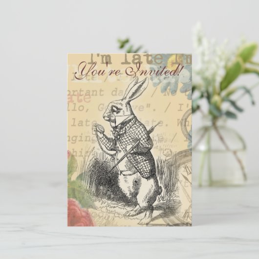 White Rabbit Alice in Wonderland Art Kaart (Staand voorkant)
