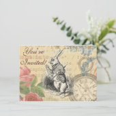 White Rabbit Alice in Wonderland Art Kaart (Staand voorkant)