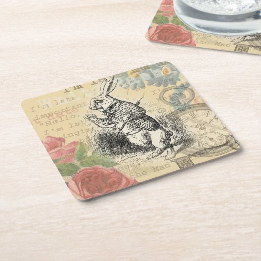 White Rabbit Alice in Wonderland Art Kartonnen Onderzetters (Schuin)