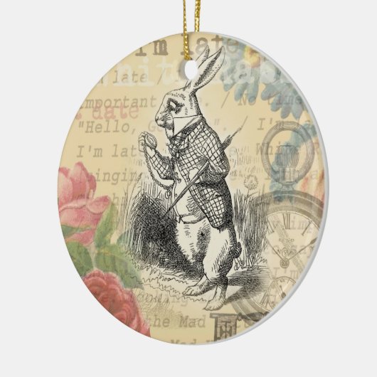 White Rabbit Alice in Wonderland Art Keramisch Ornament (Links)