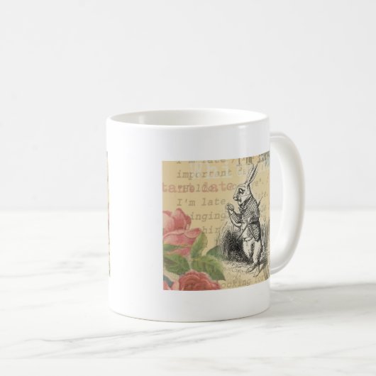White Rabbit Alice in Wonderland Art Koffiemok (Voorkant rechts)