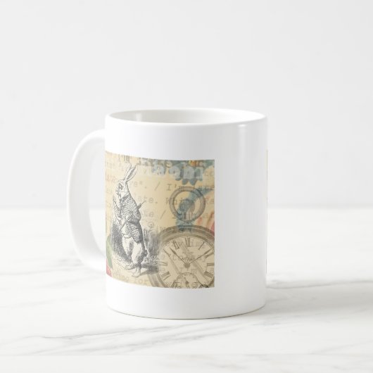 White Rabbit Alice in Wonderland Art Koffiemok (Voorkant links)
