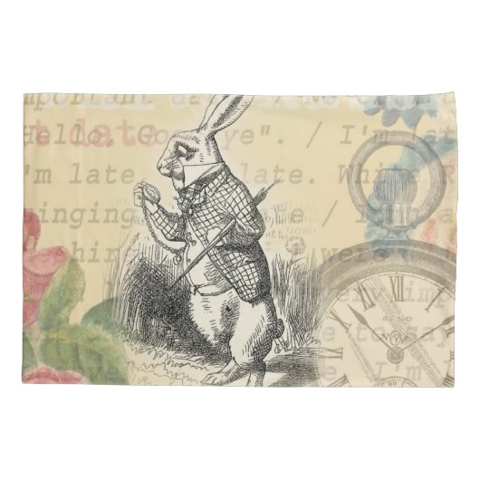 White Rabbit Alice in Wonderland Art Kussensloop (Achterkant)