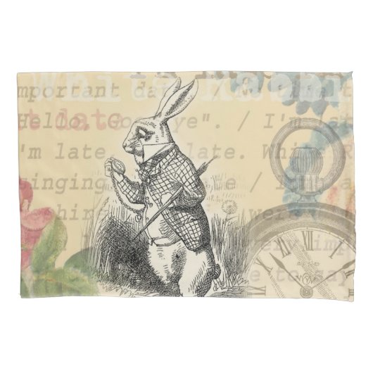 White Rabbit Alice in Wonderland Art Kussensloop (Voorkant)