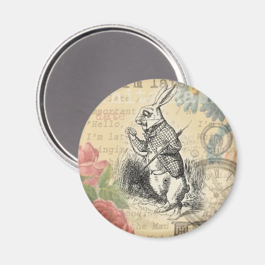 White Rabbit Alice in Wonderland Art Magneet (Voorkant / Achterkant)