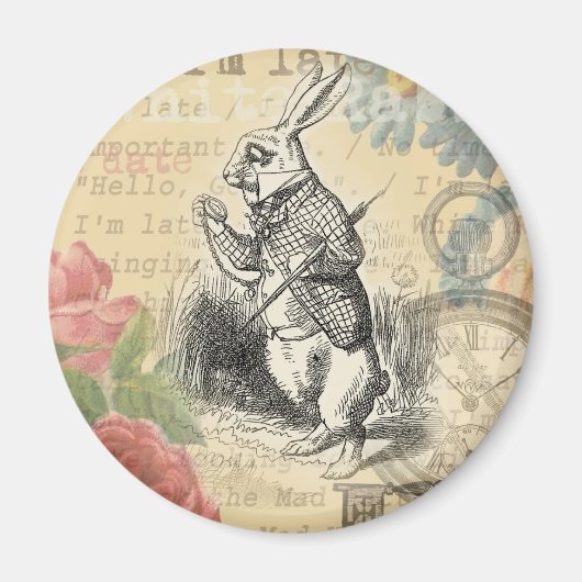 White Rabbit Alice in Wonderland Art Magneet (Voorkant)