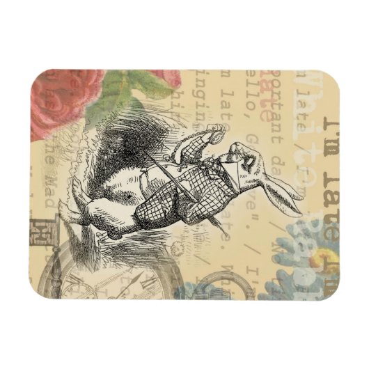 White Rabbit Alice in Wonderland Art Magneet (Horizontaal)