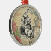 White Rabbit Alice in Wonderland Art Metalen Ornament (Rechts)