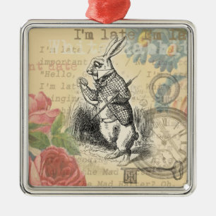 White Rabbit Alice in Wonderland Art Metalen Ornament