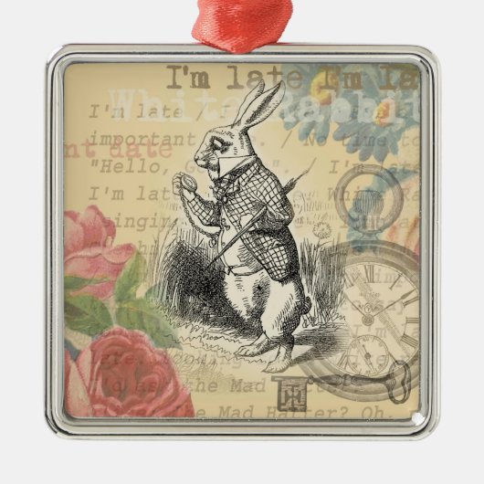 White Rabbit Alice in Wonderland Art Metalen Ornament (Voorkant)