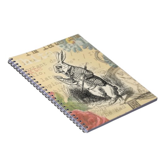 White Rabbit Alice in Wonderland Art Notitieboek (Rechterzijde)