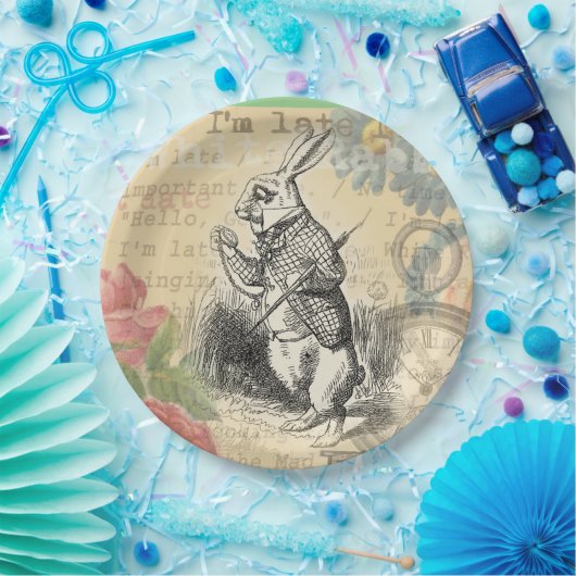White Rabbit Alice in Wonderland Art Papieren Bordje (Feest)