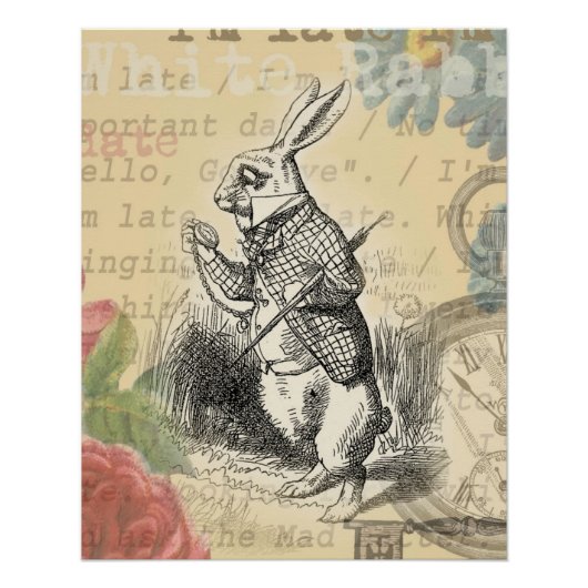 White Rabbit Alice in Wonderland Art Perfect Poster (Voorkant)
