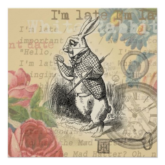 White Rabbit Alice in Wonderland Art Poster (Voorkant)