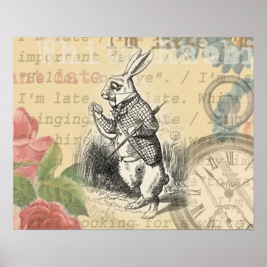 White Rabbit Alice in Wonderland Art Poster (Voorkant)