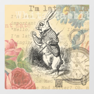 White Rabbit Alice in Wonderland Art Raamsticker