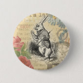 White Rabbit Alice in Wonderland Art Ronde Button 5,7 Cm (Voorkant)