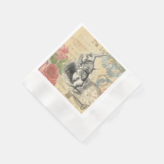 White Rabbit Alice in Wonderland Art Servet (Hoek)