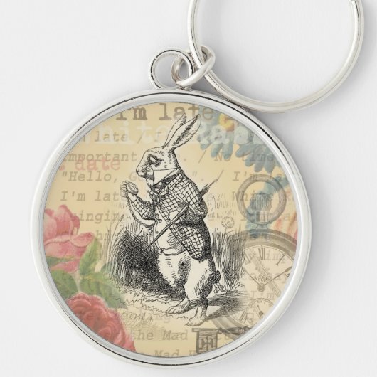 White Rabbit Alice in Wonderland Art Sleutelhanger (Voorkant)