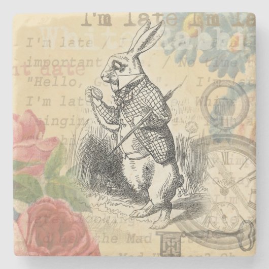 White Rabbit Alice in Wonderland Art Stenen Onderzetter (Voorkant)