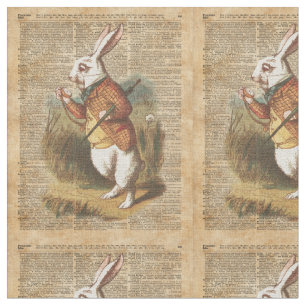 White Rabbit Alice in Wonderland Art Stof