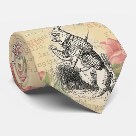 White Rabbit Alice in Wonderland Art Stropdas (Opgerold)