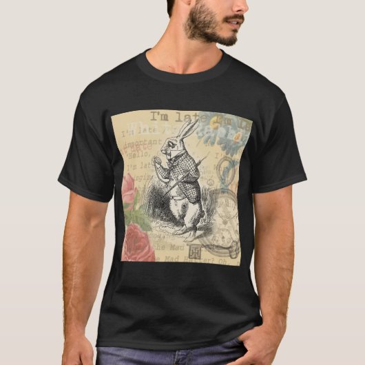 White Rabbit Alice in Wonderland Art T-shirt (Voorkant)