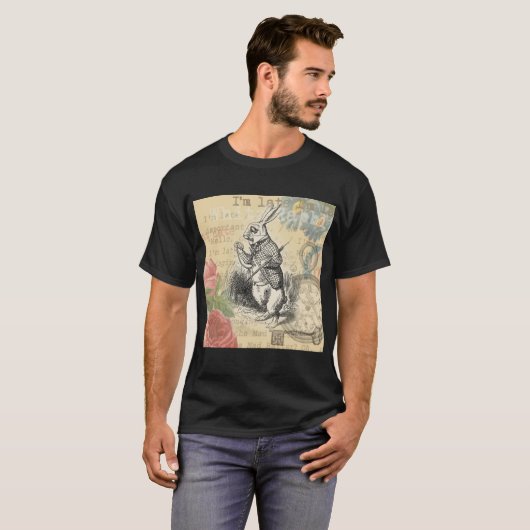 White Rabbit Alice in Wonderland Art T-shirt (Voorkant volledig)