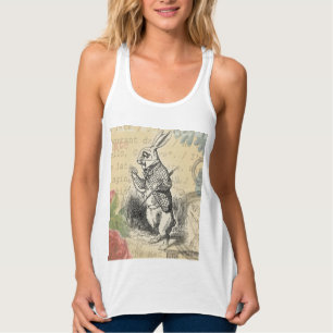 White Rabbit Alice in Wonderland Art Tanktop