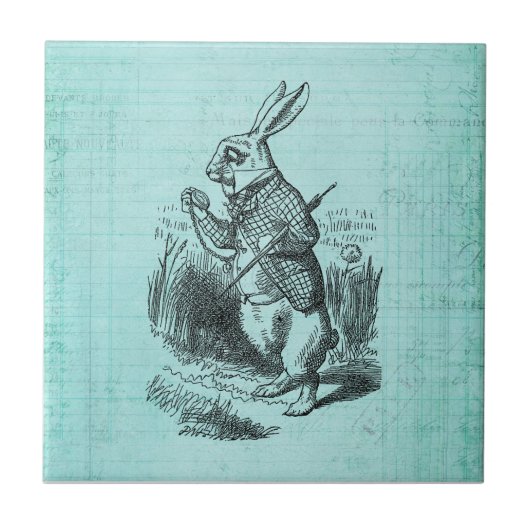White Rabbit Alice in Wonderland Art Tegeltje (Voorkant)