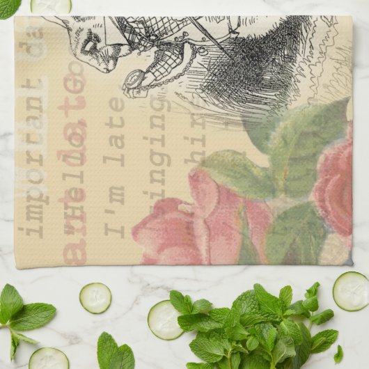 White Rabbit Alice in Wonderland Art Theedoek (Gevouwen)